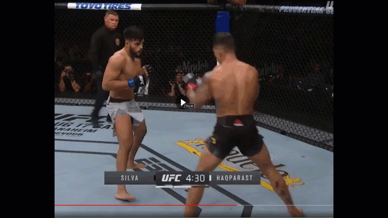 KO: southpaw left hook while circling to his left at range
