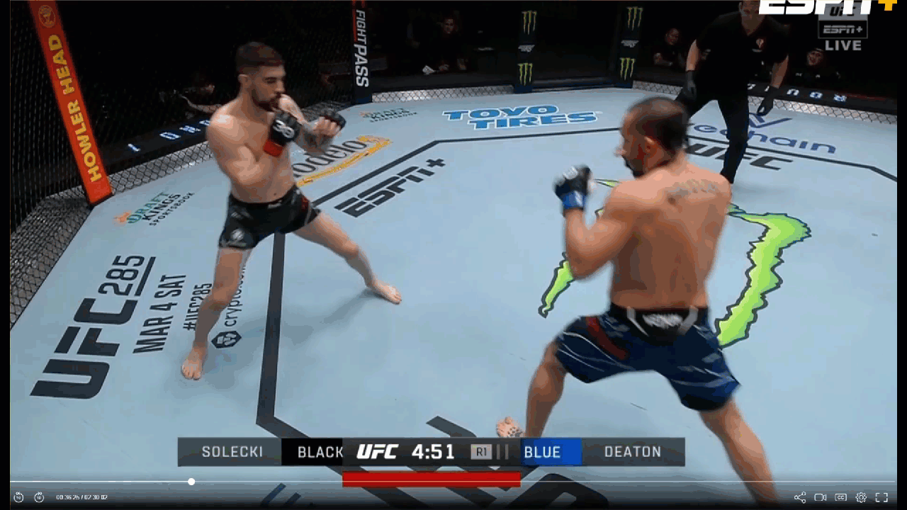 Annotated: weight loaded on the front foot