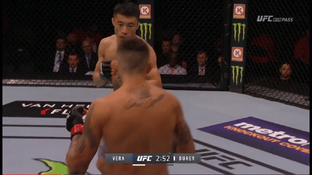 Left hook, straight right as he retreats straight back