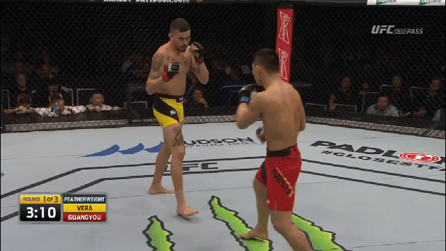 A spinning back kick finds the open body