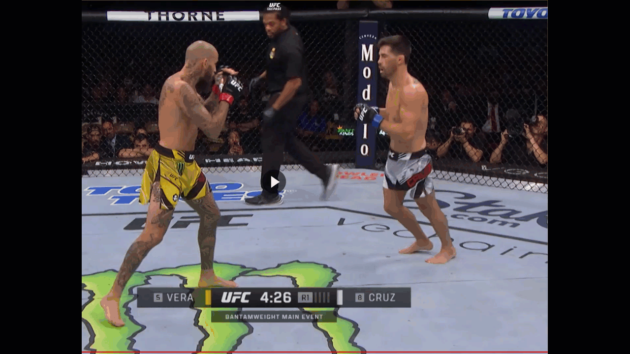 Annotated: the jab drops instead of returning to guard